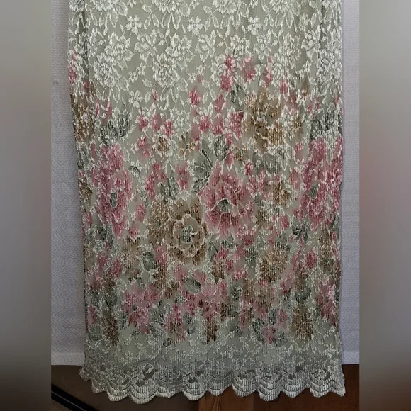 Vintage Easter Full Lace Detailed Elegant Floral Wedding Scalloped  Dress Small - Picture 10 of 12